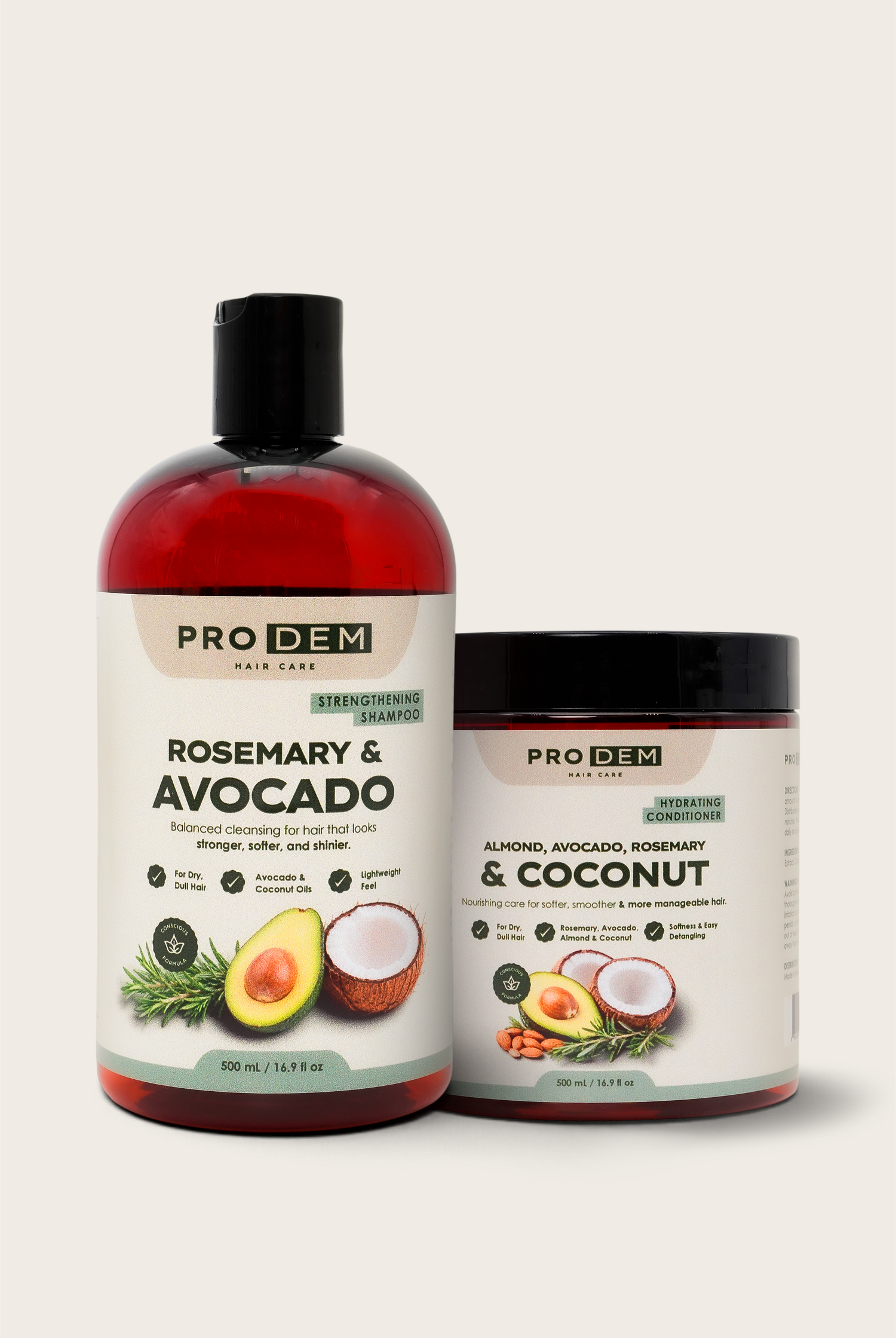 PRO DEM Rosemary & Avocado Shampoo and Conditioner Set - Daily Hair Care Duo